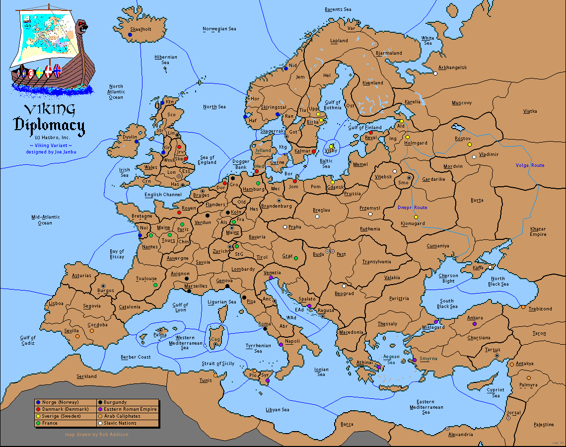 Viking Diplomacy - Grundkarte zur
                    identifizierung der Länderbezeichnungen